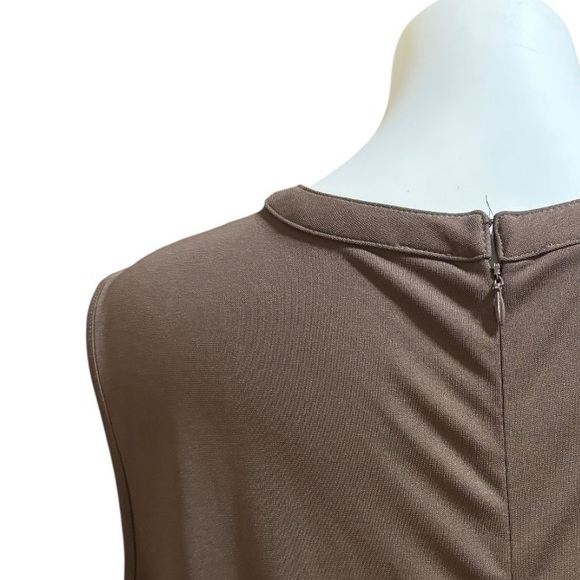 Liz Claiborne Vintage Brown Sleeveless Cut Out Gold Accent Maxi Dress - Picture 9 of 10